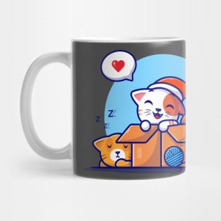 Cute Cats In Box Cartoon Vector Icon Illustration Mug